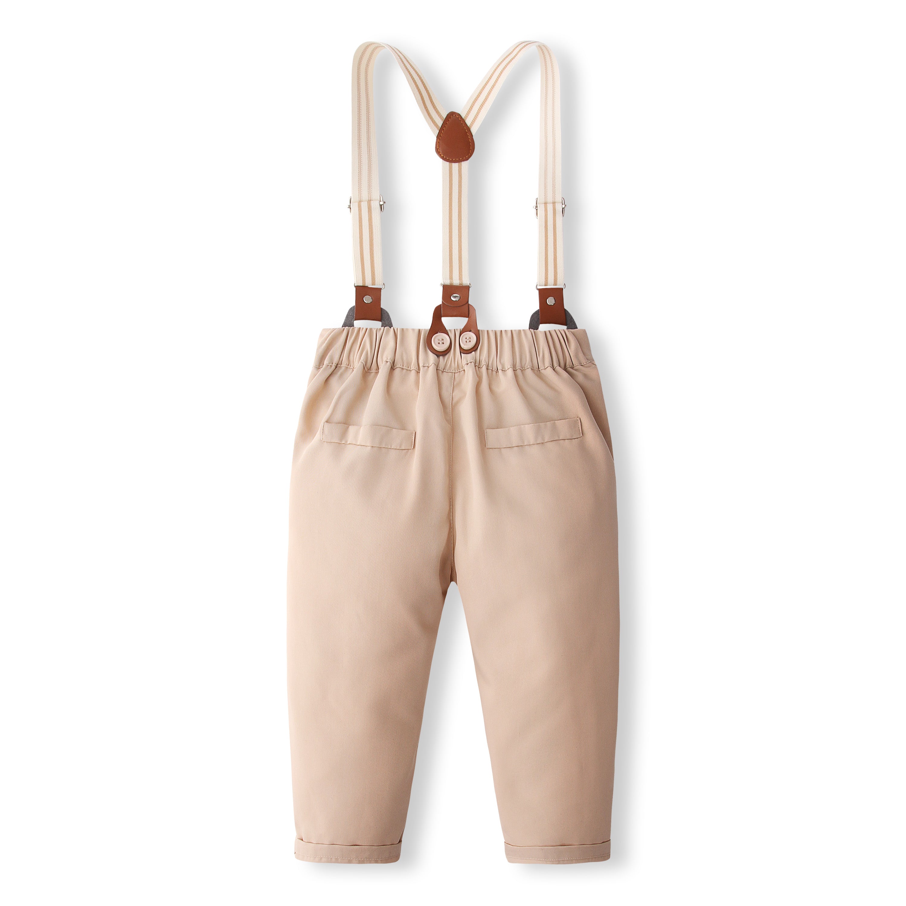 Boys Pure Cotton Shirt With Trousers And Suspenders