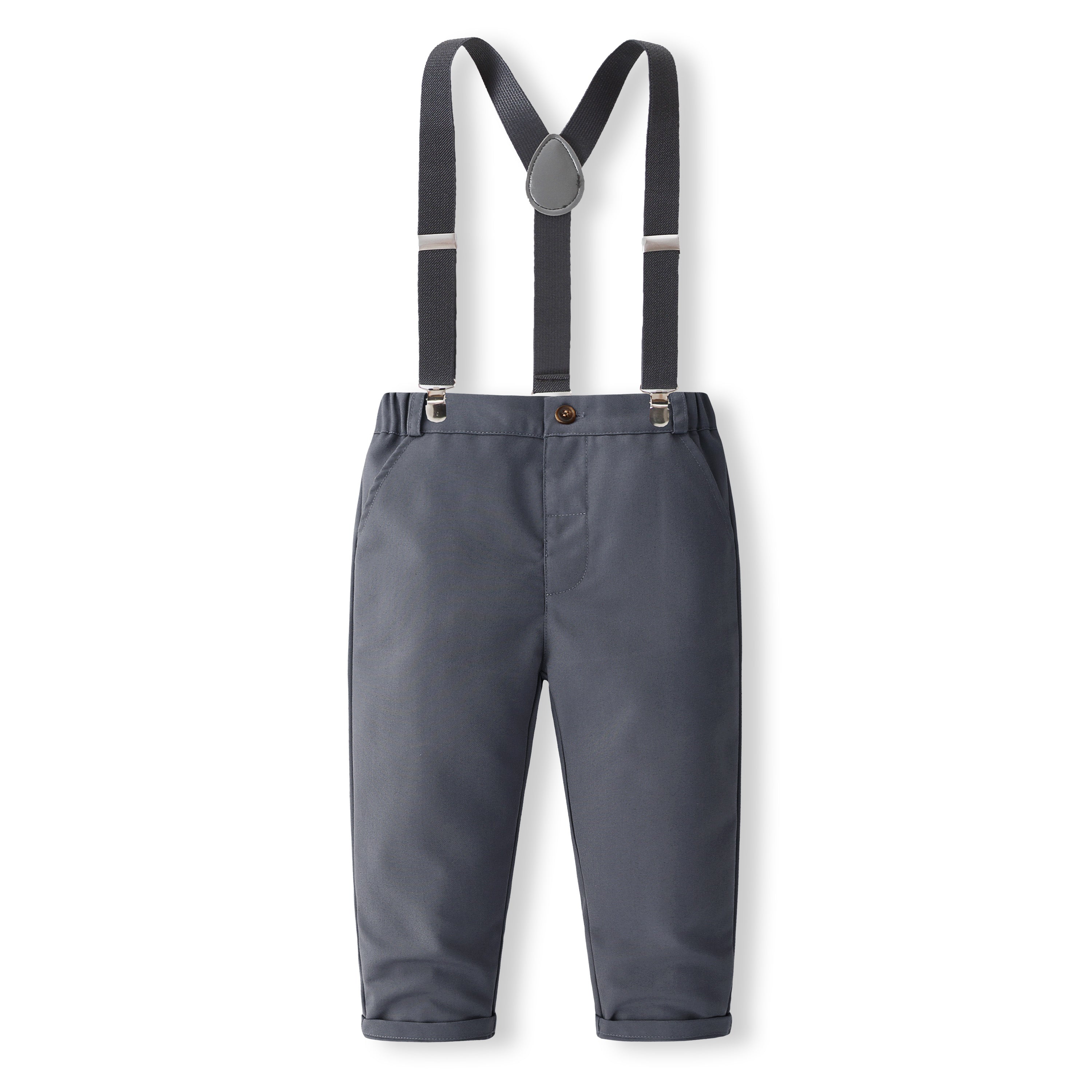 Boys Pure Cotton Shirt With Trousers And Suspenders