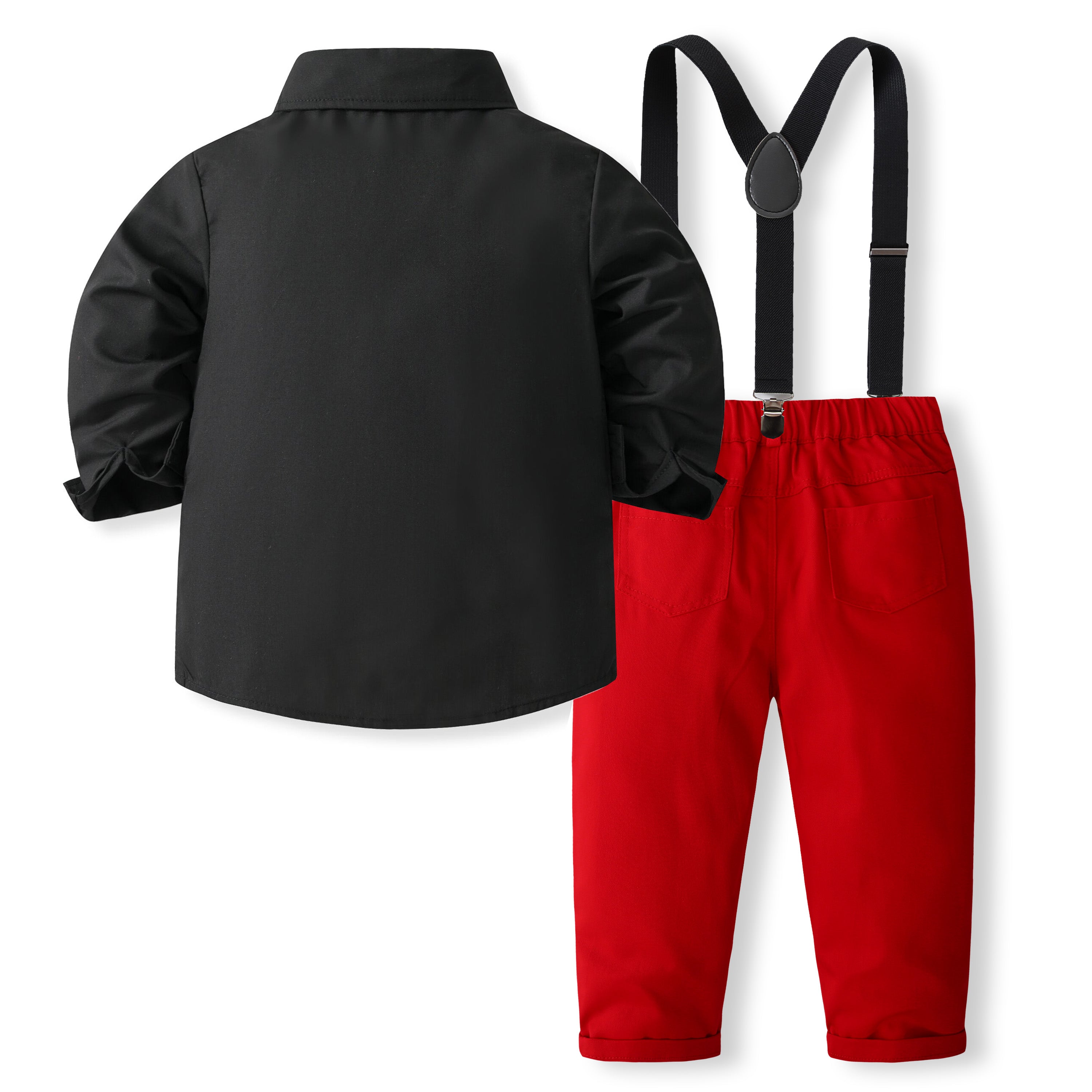Boys Pure Cotton Shirt With Trouser & Suspenders
