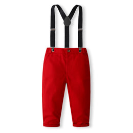 Boys Pure Cotton Shirt With Trouser & Suspenders