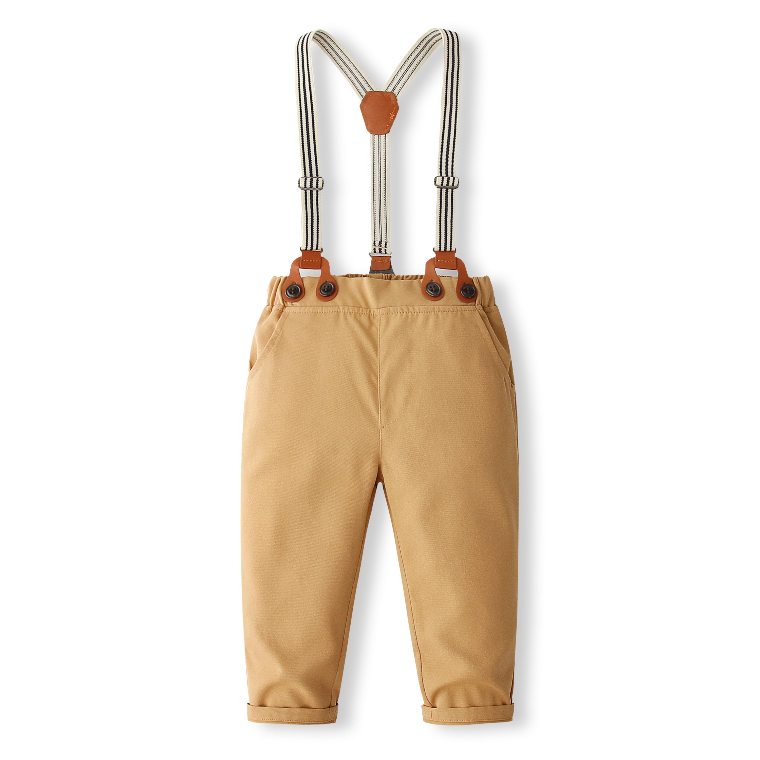 Boys Printed Pure Cotton Shirt With Trousers And Suspenders