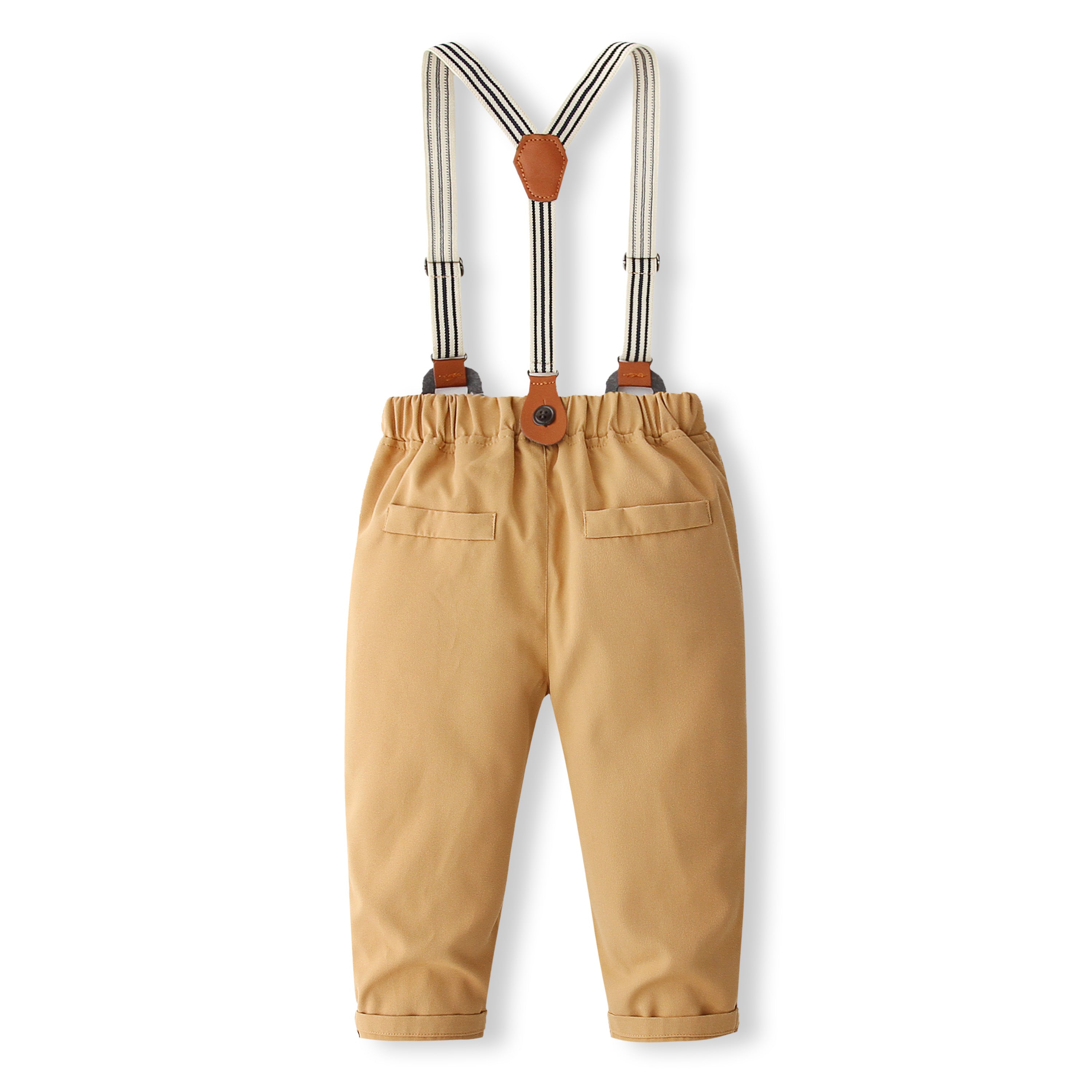 Boys Printed Pure Cotton Shirt With Trousers And Suspenders