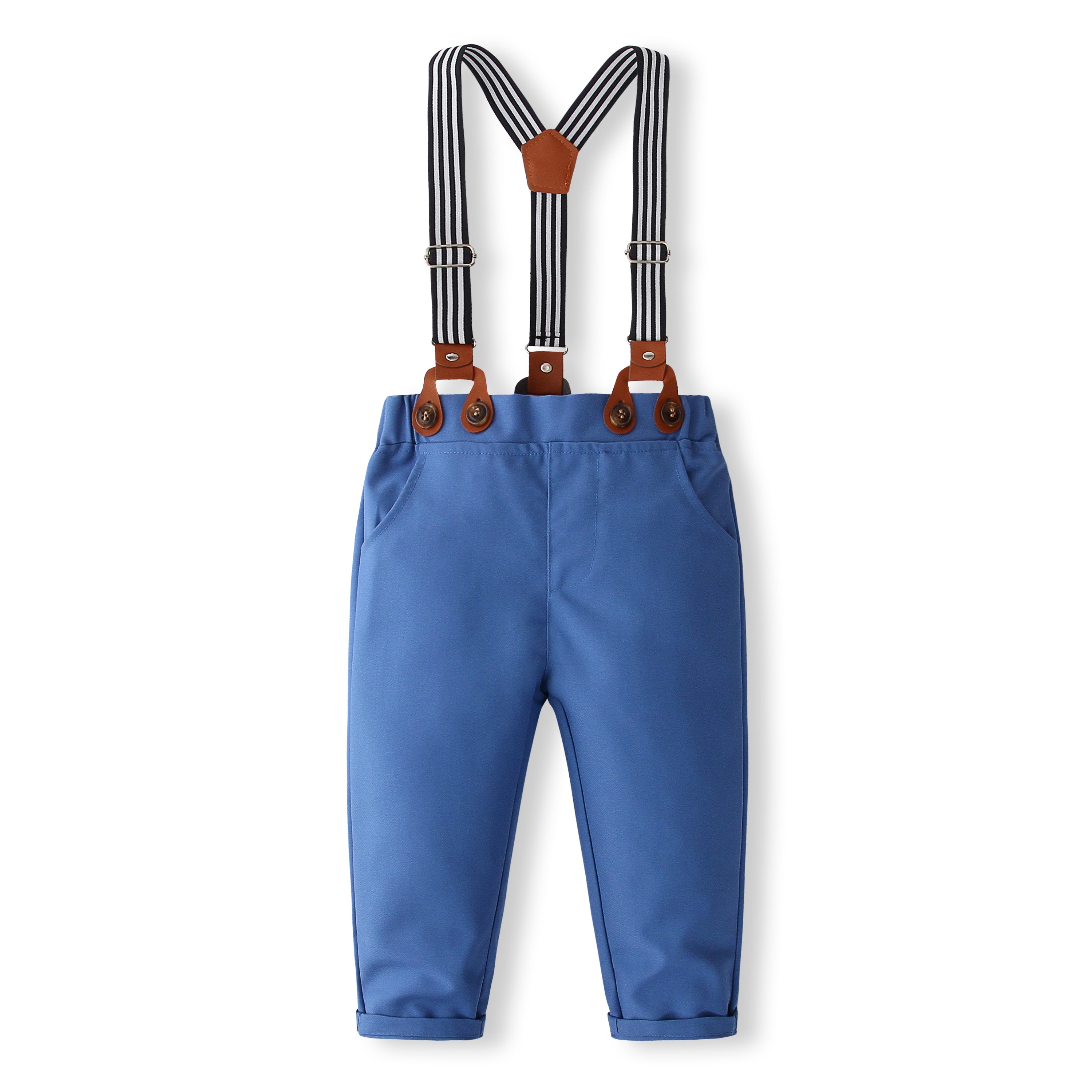 Boys Printed Pure Cotton Shirt With Trouser & Suspenders