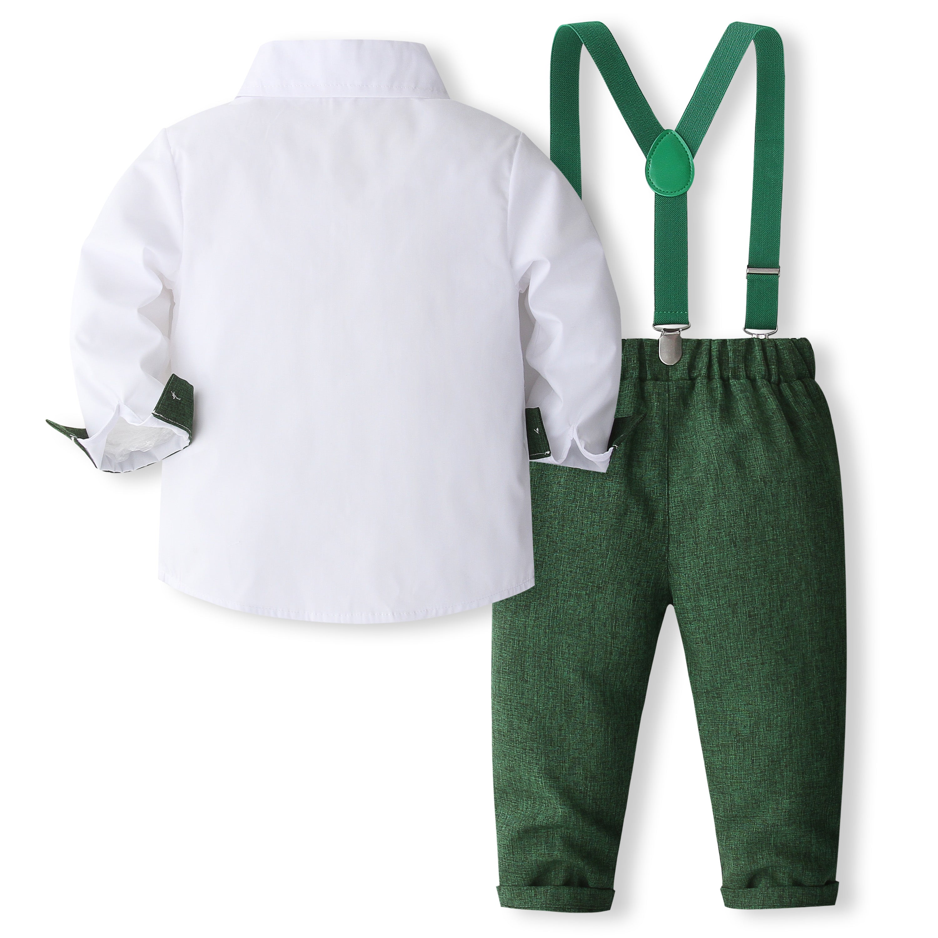 Boys Pure Cotton Shirt With Trouser & Suspenders