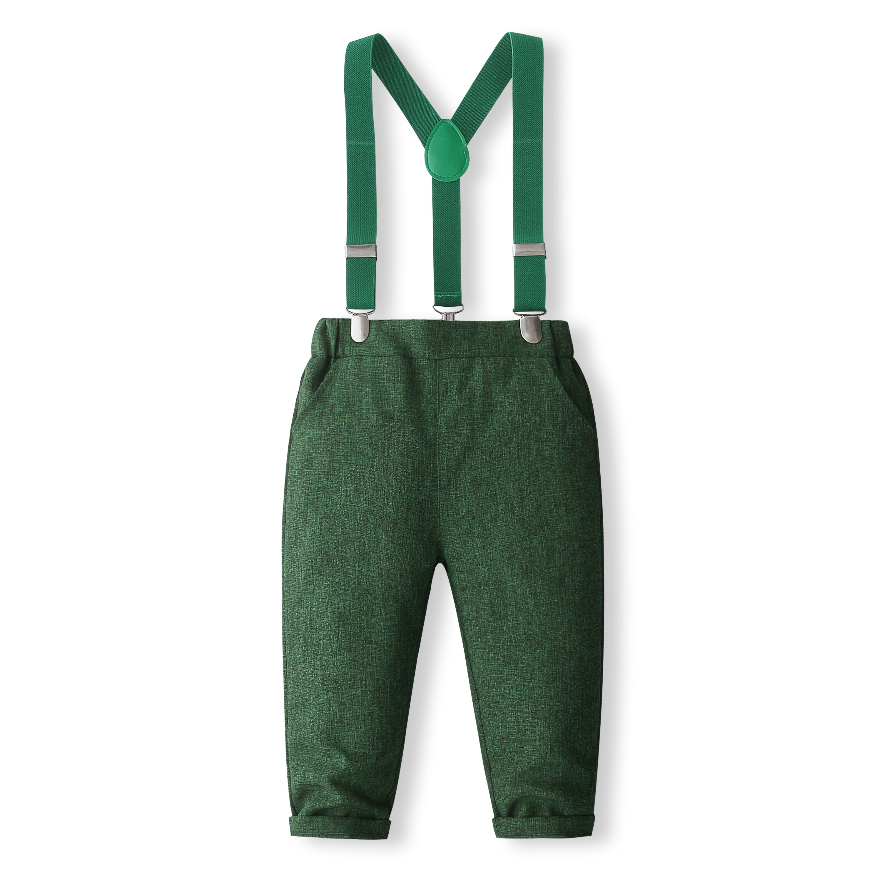 Boys Pure Cotton Shirt With Trouser & Suspenders