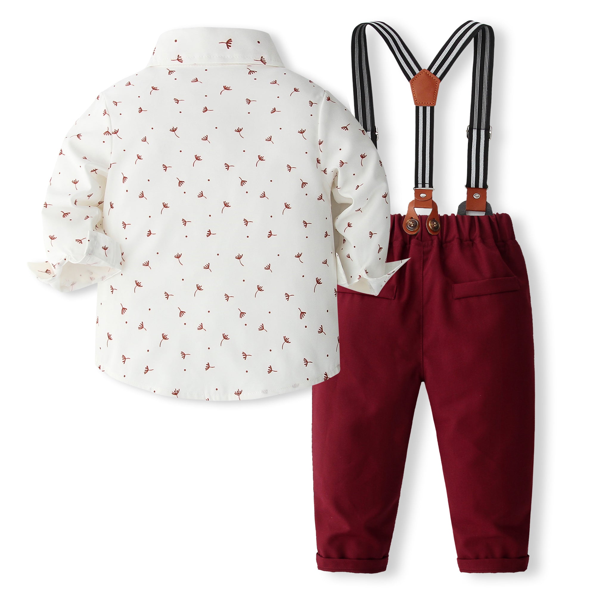 Boys Printed Pure Cotton Shirt With Trousers And Suspenders