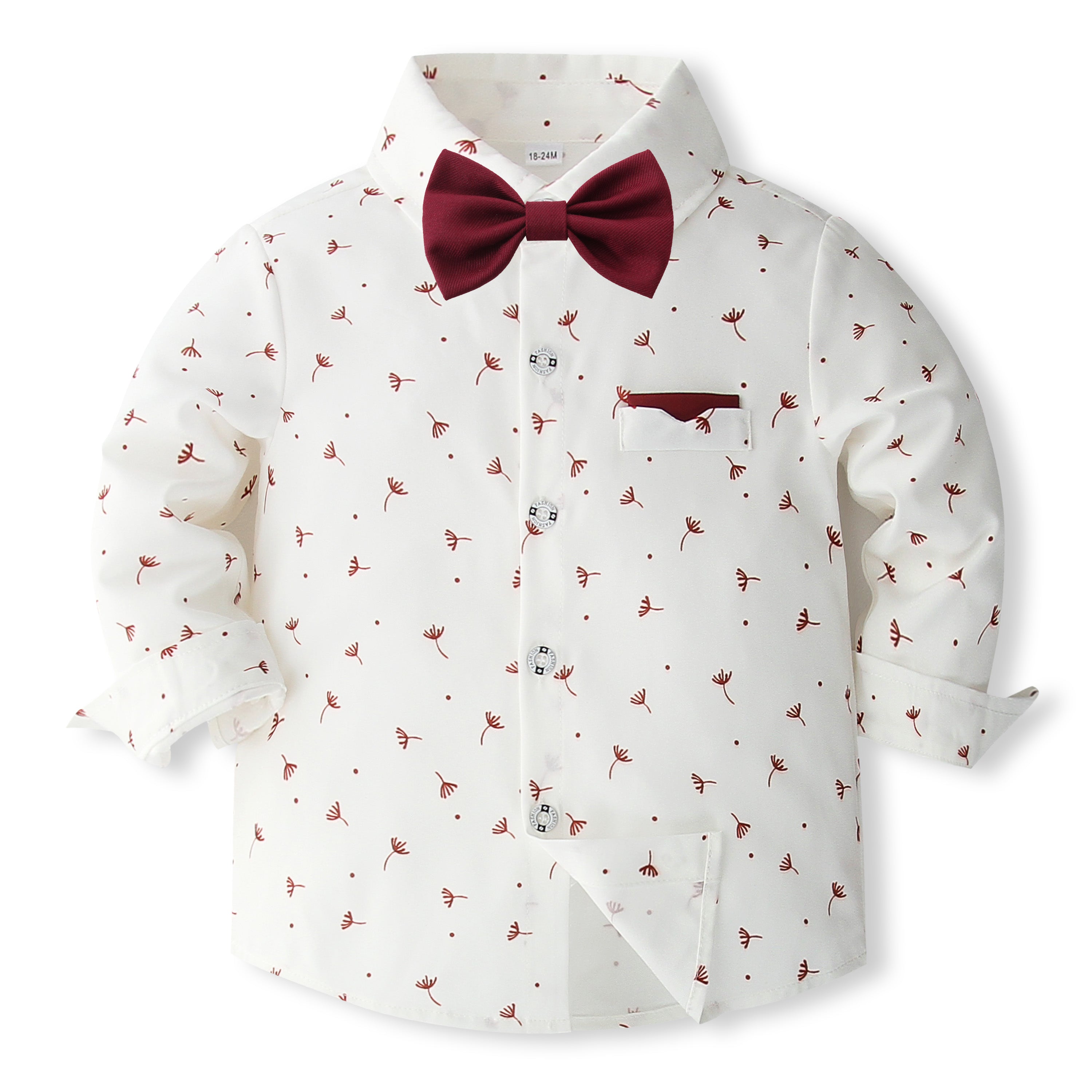 Boys Printed Pure Cotton Shirt With Trousers And Suspenders