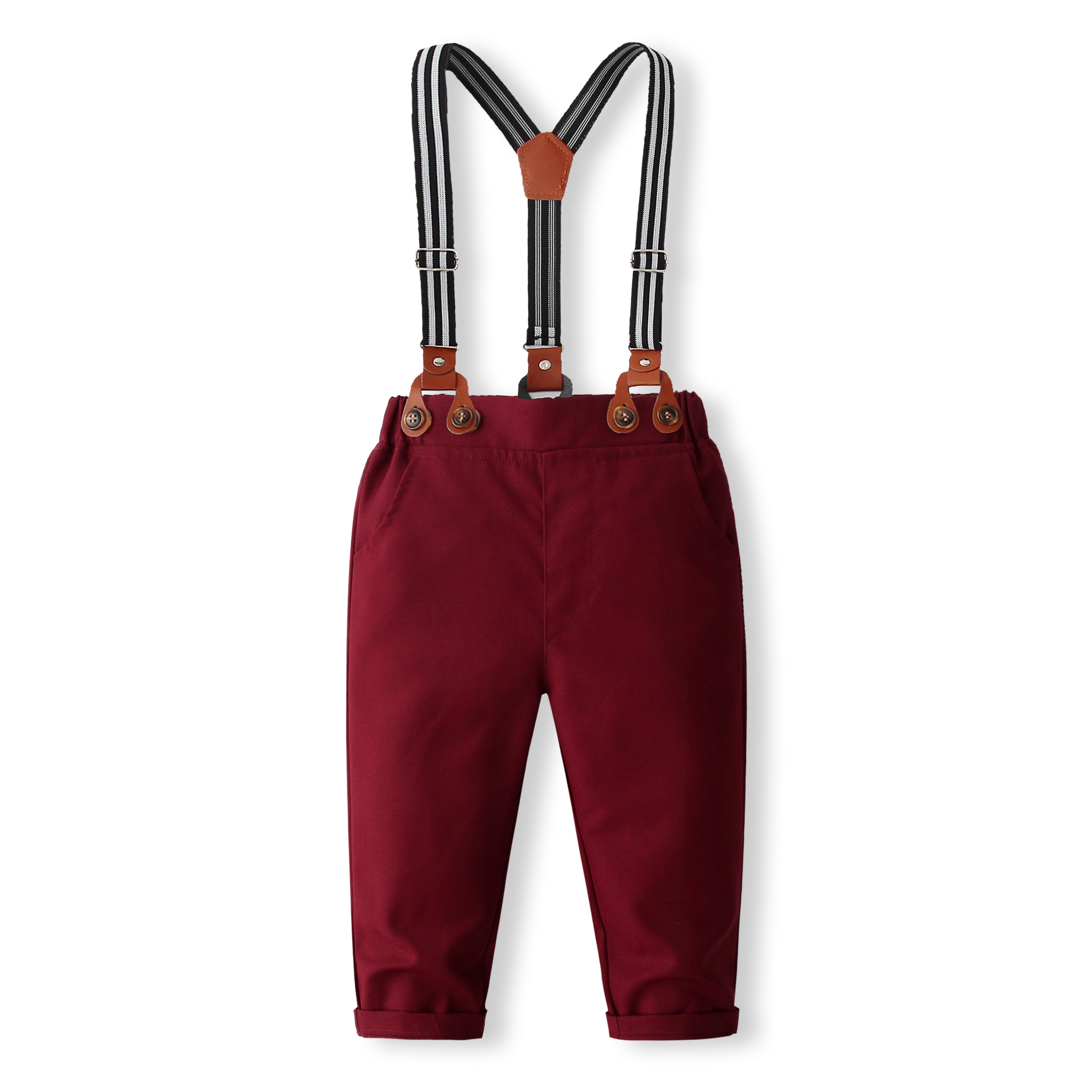 Boys Printed Pure Cotton Shirt With Trousers And Suspenders