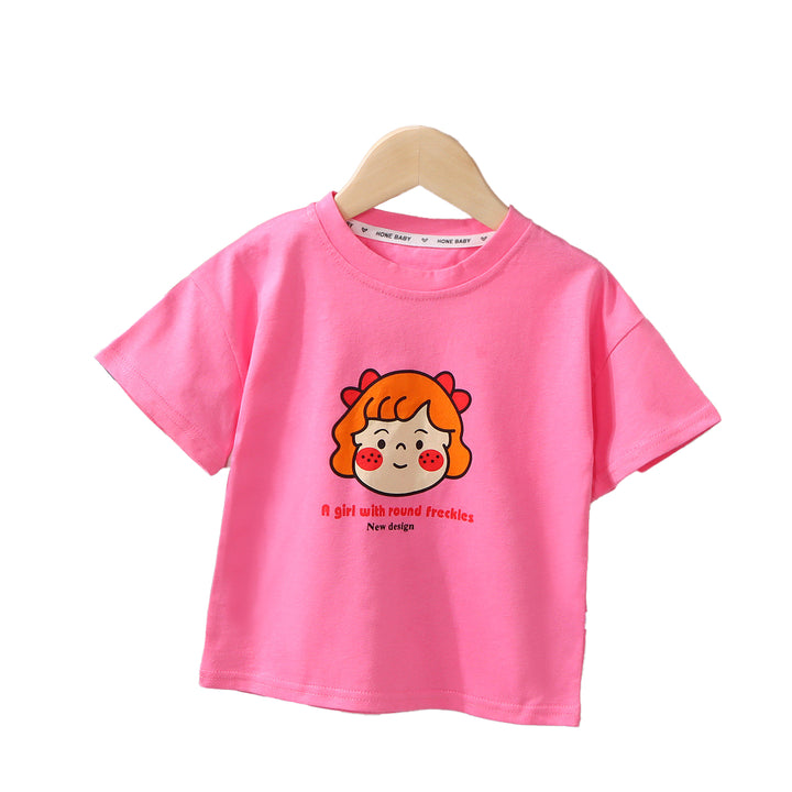 Girls Printed Round Neck Long Sleeves Cotton  T-shirt