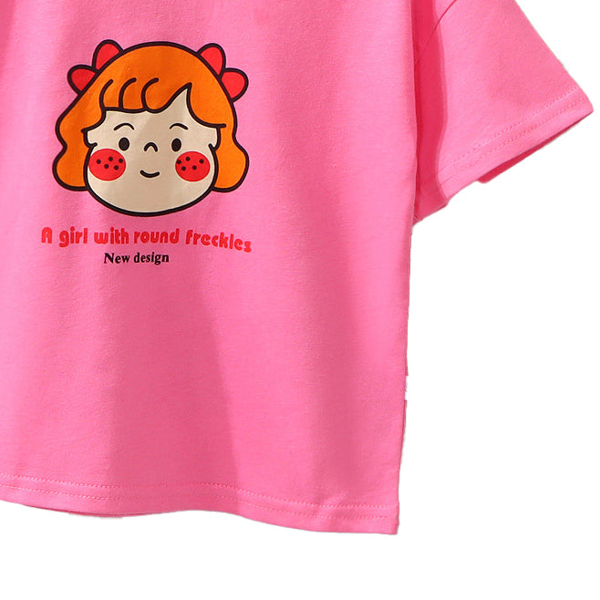 Girls Printed Round Neck Long Sleeves Cotton  T-shirt
