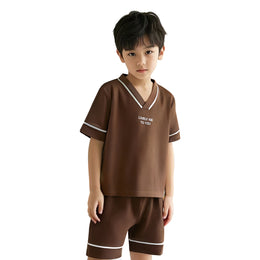 Boys Printed V-Neck Short Sleeves T-shirt With Shorts