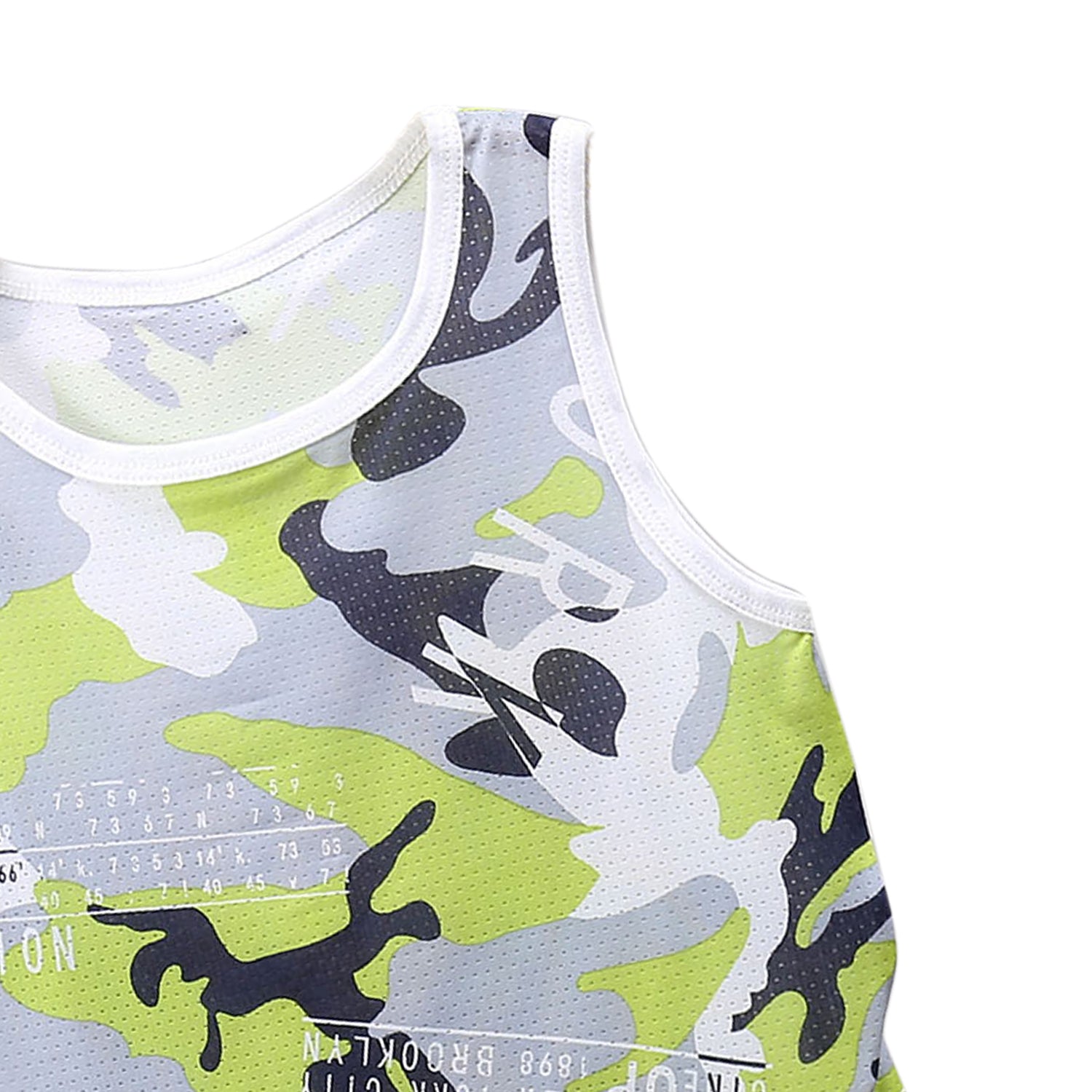 Boys Green Printed Top with Shorts