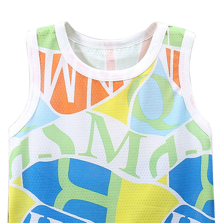 Boys Blue Abstract Printed Top with Shorts