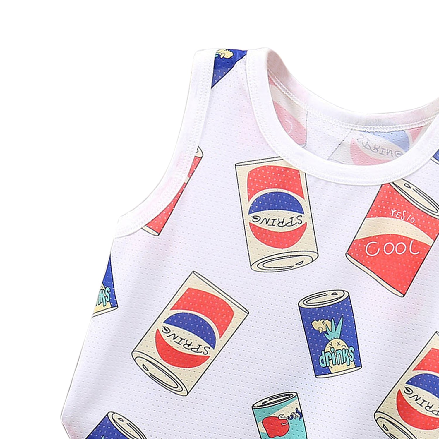 Boys White Conversational Printed T-shirt with Shorts