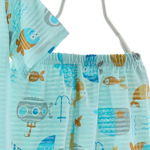 Boys Green Comic Printed Cotton Night suit