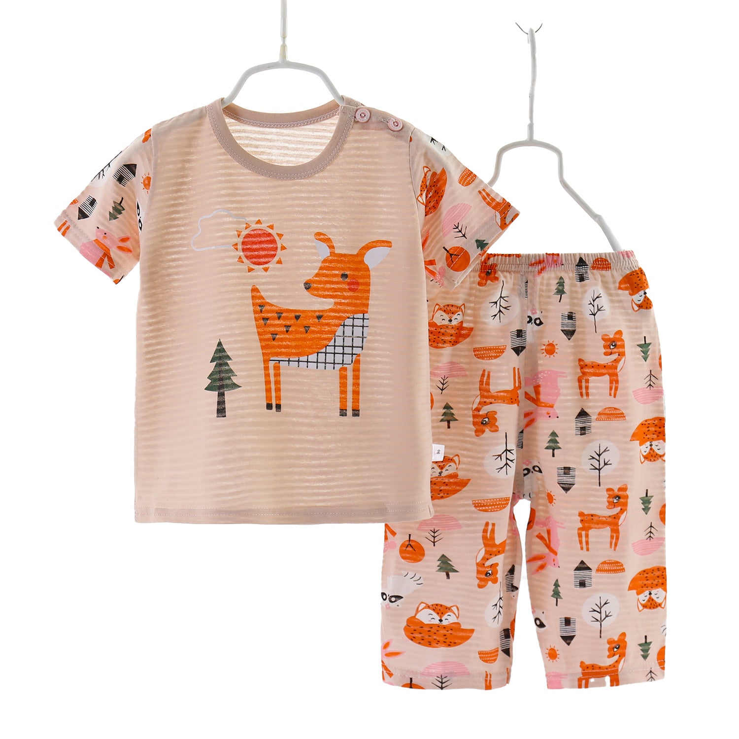 Boys Orange Graphic Printed Night suit