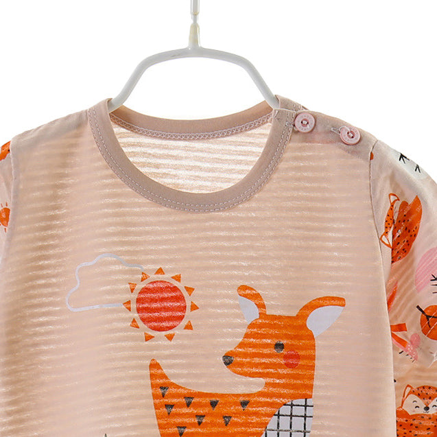 Boys Orange Graphic Printed Night suit