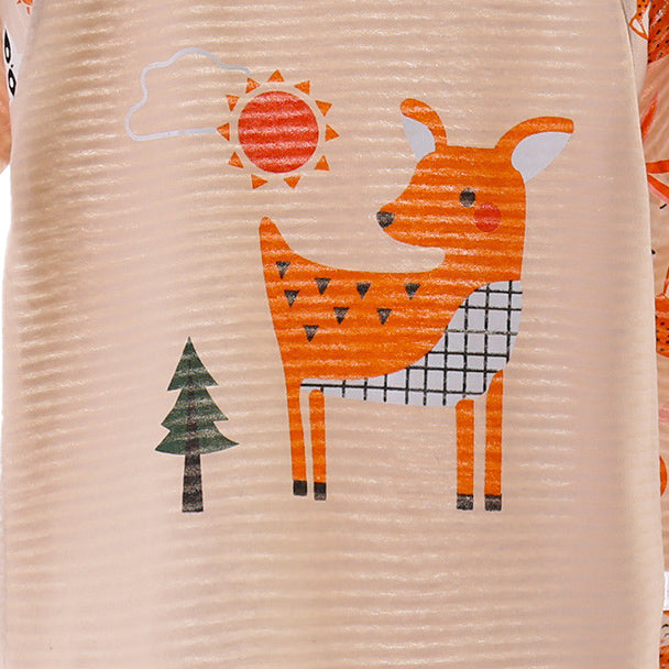 Boys Orange Graphic Printed Night suit