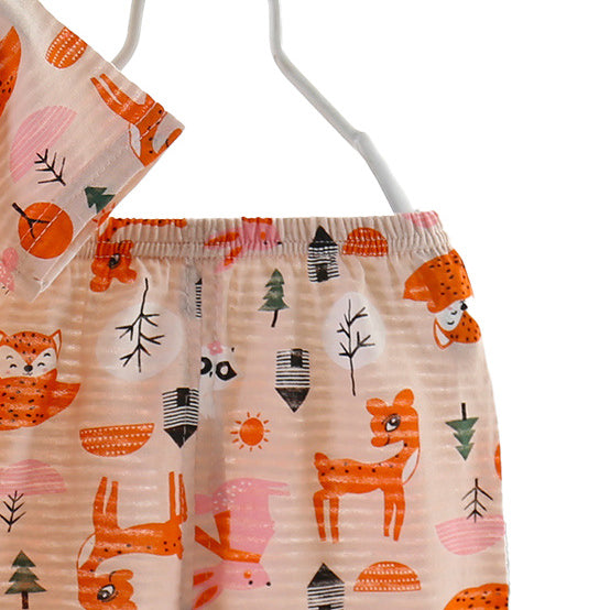 Boys Orange Graphic Printed Night suit