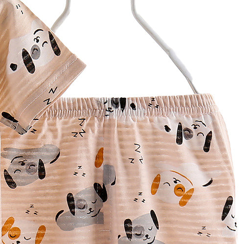 Boys Orange Graphic Printed Night Suit