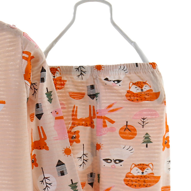 Boys Beige & Orange Graphic Printed Night suit