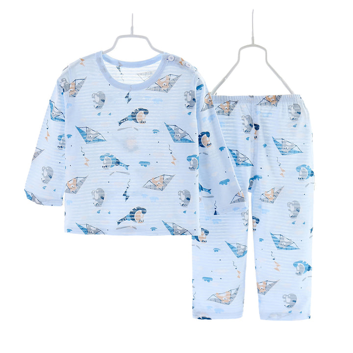 Boys Blue Comic Printed Cotton Night suit