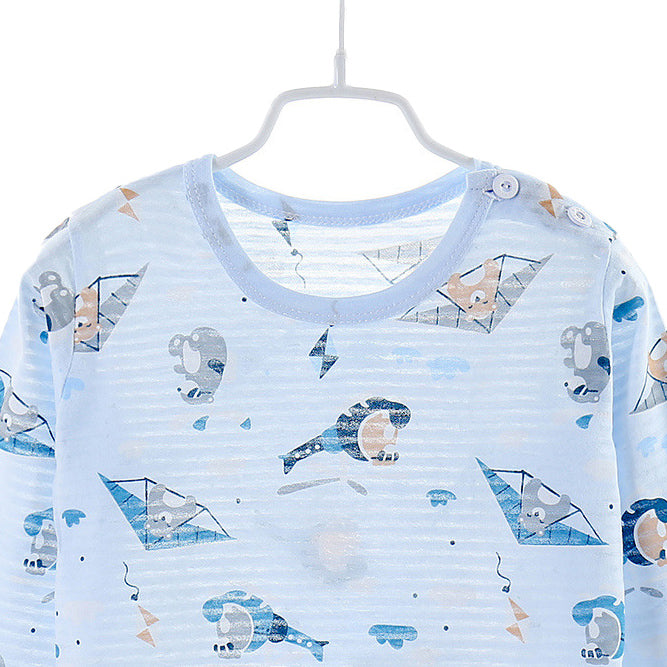Boys Blue Comic Printed Cotton Night suit