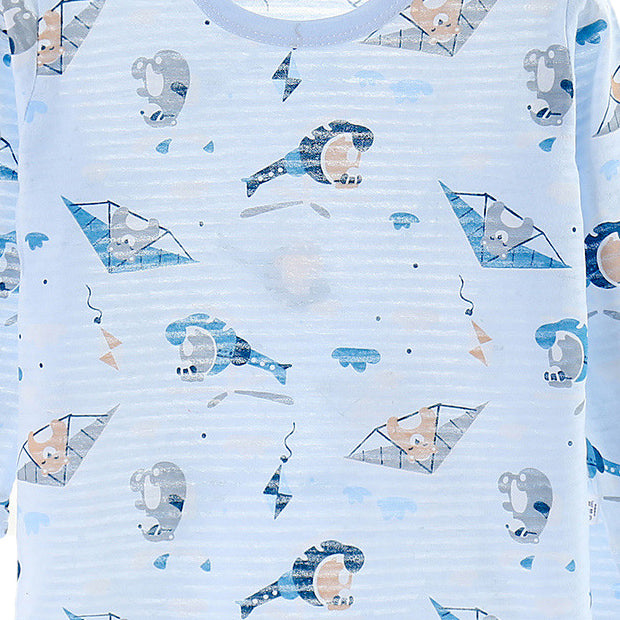 Boys Blue Comic Printed Cotton Night suit