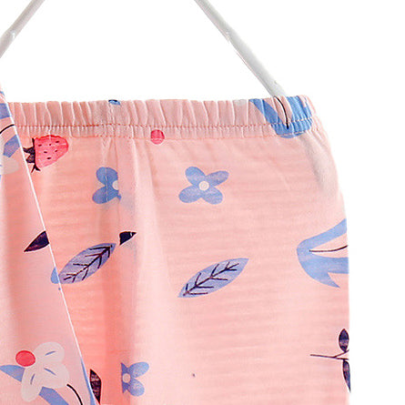 Girls Pink Floral Printed Cotton Night suit