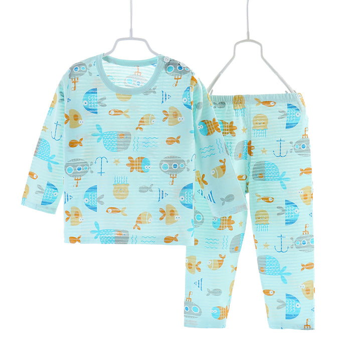 Boys Blue Conversational Printed Night Suit