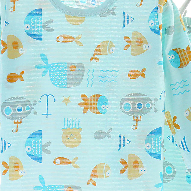 Boys Blue Conversational Printed Night Suit