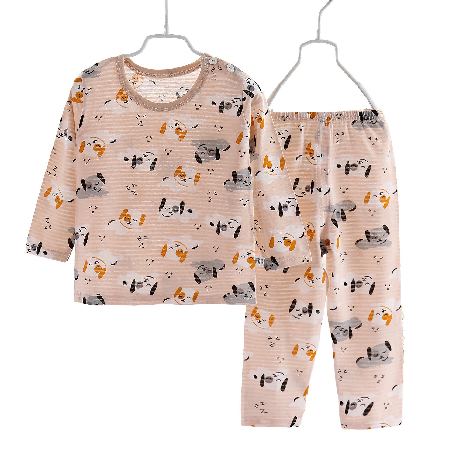 Boys Beige Conversational Printed Night Suit