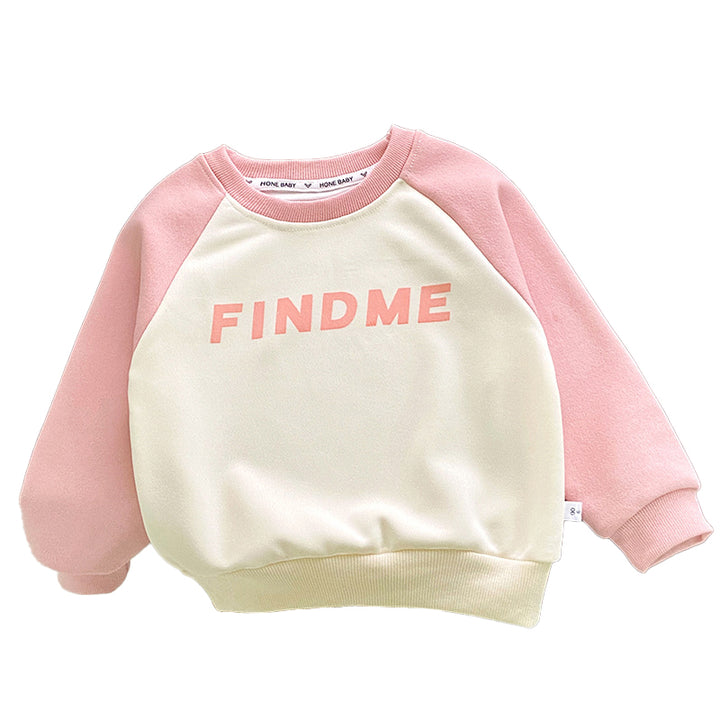 Girls Pink Typography Printed Sweatshirt