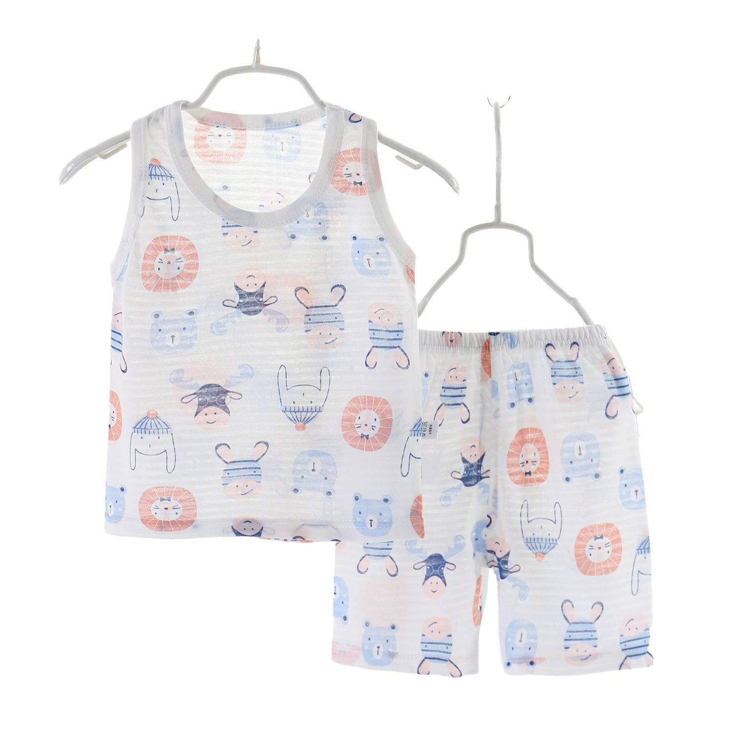 Boys White Conversational Printed Top with Shorts