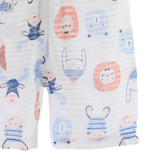 Boys White Conversational Printed Top with Shorts