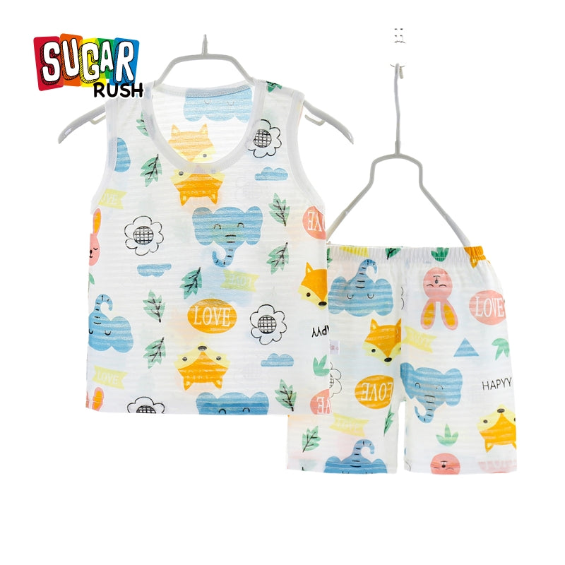 Green Boys Printed T-shirt with Shorts