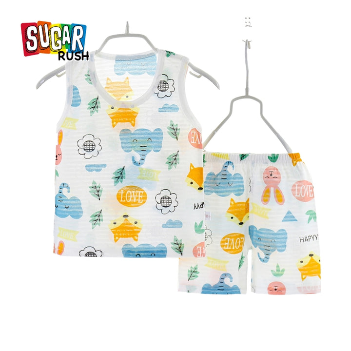 Green Boys Printed T-shirt with Shorts
