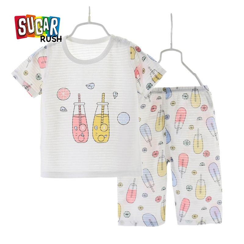 White Boys Printed Top with Shorts