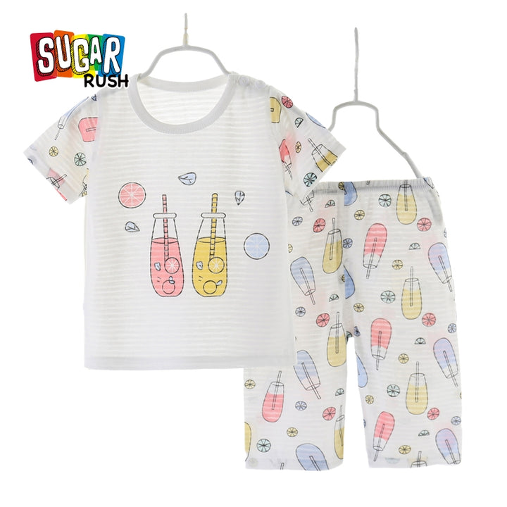 White Boys Printed Top with Shorts