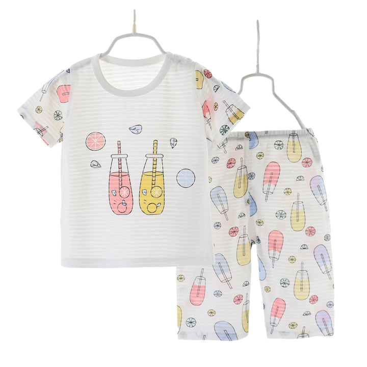 White Boys Printed Top with Shorts