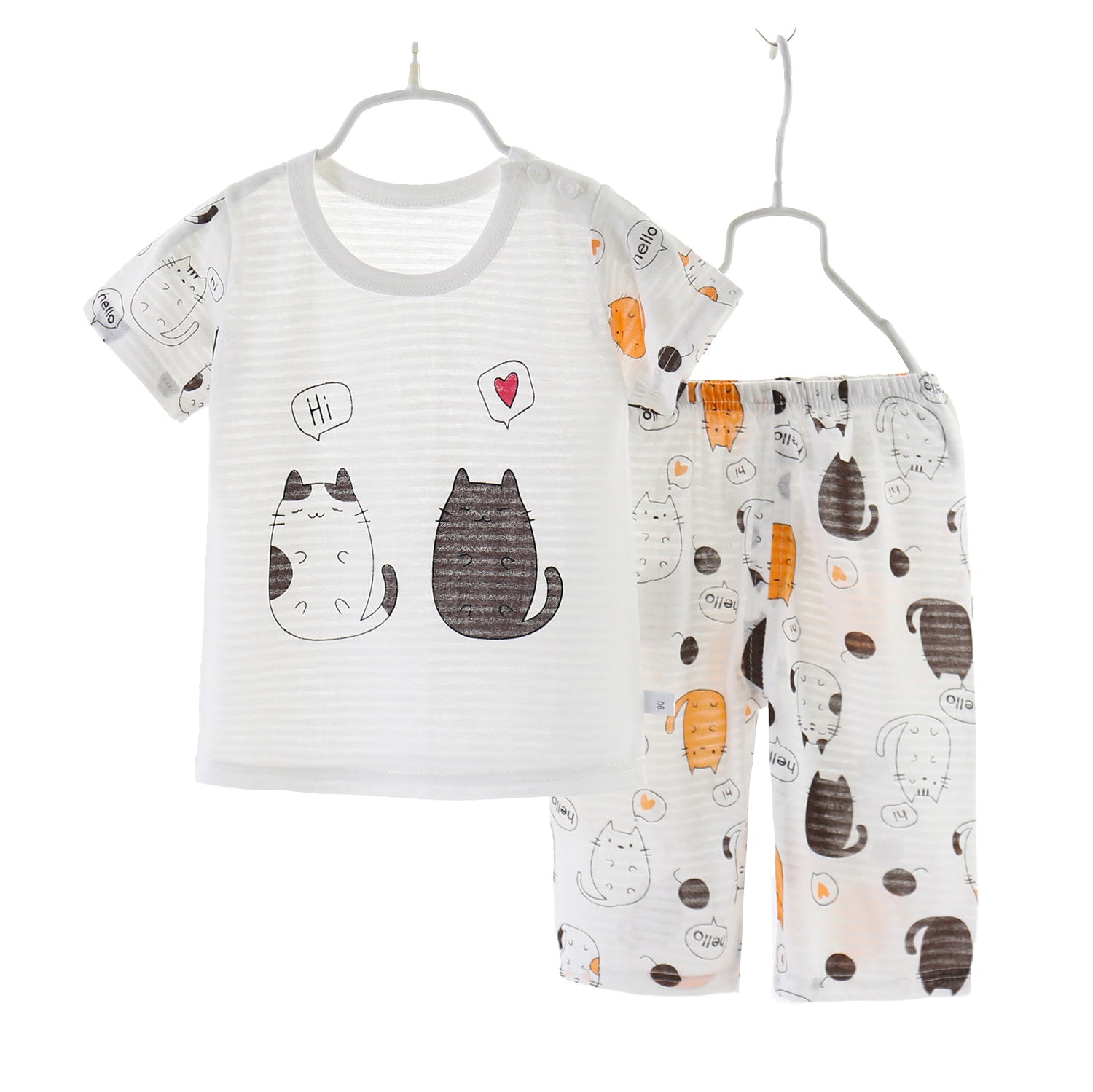 Boys White & Black Printed Top with Shorts