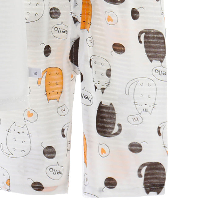 Boys White & Black Printed Top with Shorts