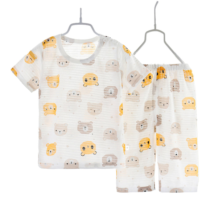 Boys Yellow Conversational Printed T-shirt with Shorts