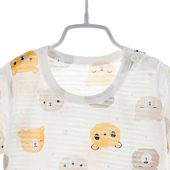 Boys Yellow Conversational Printed T-shirt with Shorts