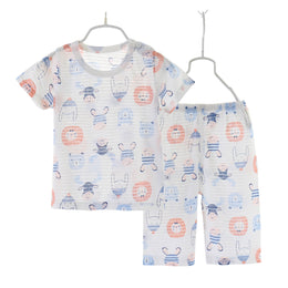 Boys Blue Conversational Printed Top with Shorts