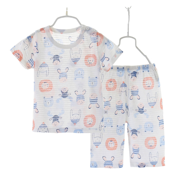 Boys Blue Conversational Printed Top with Shorts
