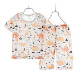 Boys Orange Conversational Printed Top with Shorts