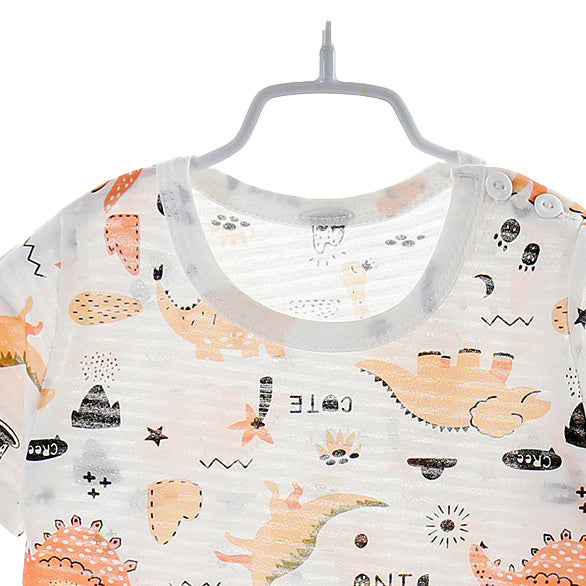 Boys Orange Conversational Printed Top with Shorts