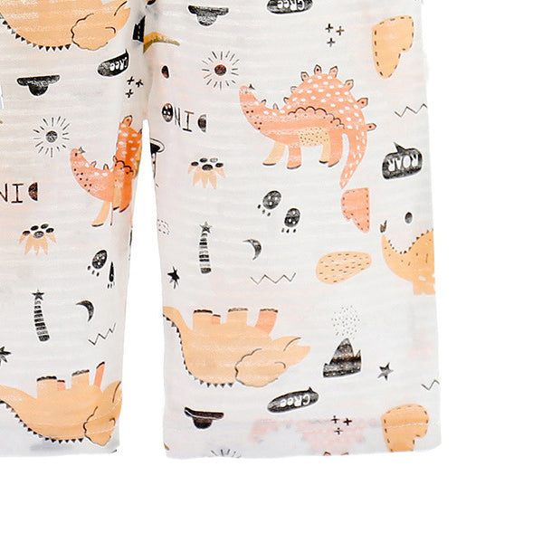Boys Orange Conversational Printed Top with Shorts