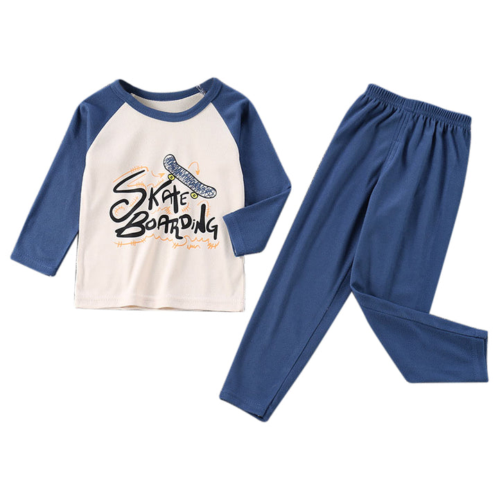 Boys Blue & White Colourblocked Night suit